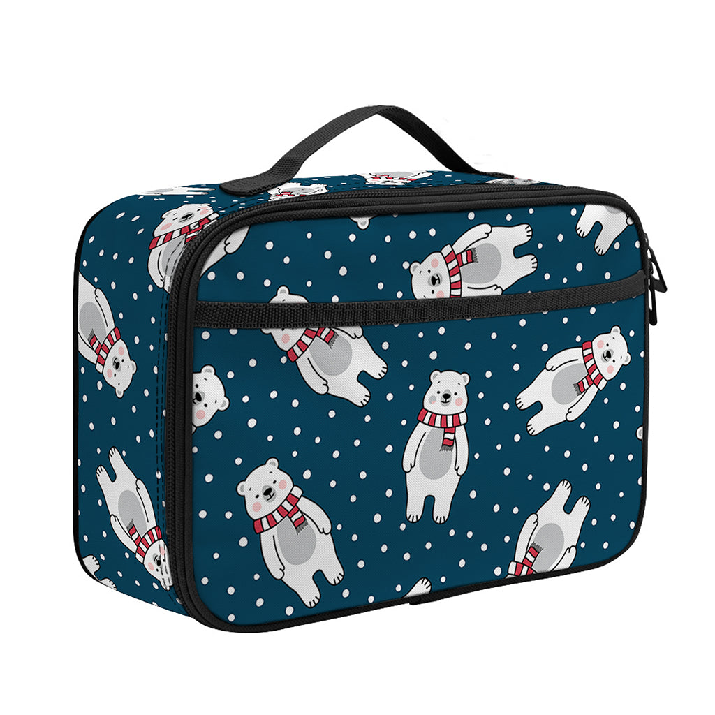 Christmas Polar Bear Pattern Print Portable Lunch Bag