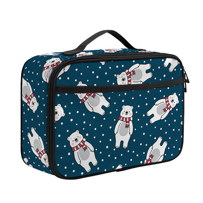 Christmas Polar Bear Pattern Print Portable Lunch Bag