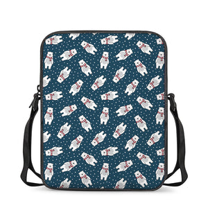 Christmas Polar Bear Pattern Print Rectangular Crossbody Bag