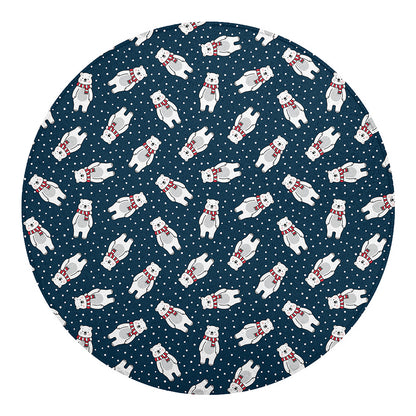Christmas Polar Bear Pattern Print Round Blanket