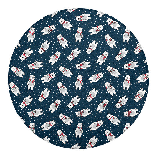 Christmas Polar Bear Pattern Print Round Blanket