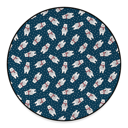 Christmas Polar Bear Pattern Print Round Floor Mat