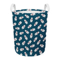 Christmas Polar Bear Pattern Print Round Laundry Basket