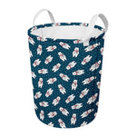 Christmas Polar Bear Pattern Print Round Laundry Basket