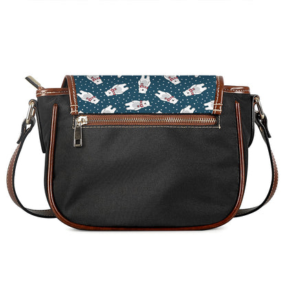 Christmas Polar Bear Pattern Print Saddle Bag