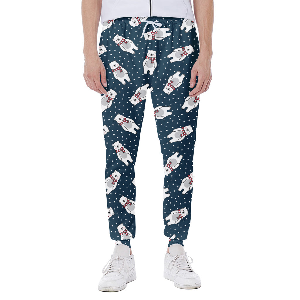 Christmas Polar Bear Pattern Print Scuba Joggers