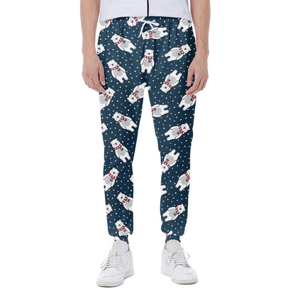 Christmas Polar Bear Pattern Print Scuba Joggers