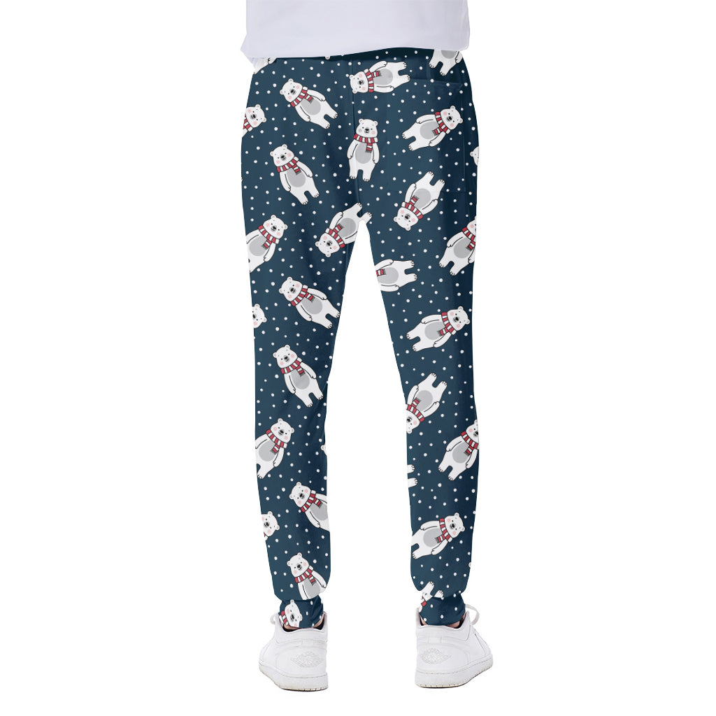 Christmas Polar Bear Pattern Print Scuba Joggers