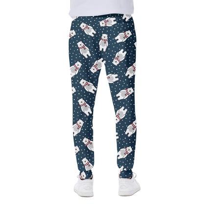 Christmas Polar Bear Pattern Print Scuba Joggers