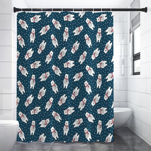 Christmas Polar Bear Pattern Print Shower Curtain