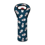 Christmas Polar Bear Pattern Print Single Neoprene Wine Tote
