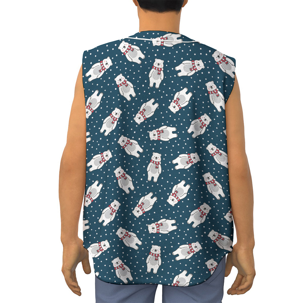 Christmas Polar Bear Pattern Print Sleeveless Baseball Jersey