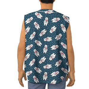 Christmas Polar Bear Pattern Print Sleeveless Baseball Jersey