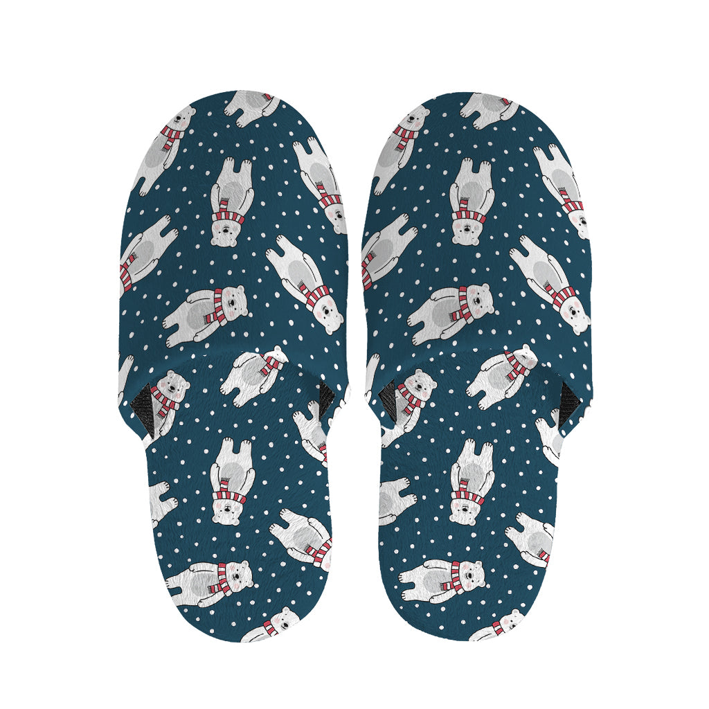 Christmas Polar Bear Pattern Print Slippers