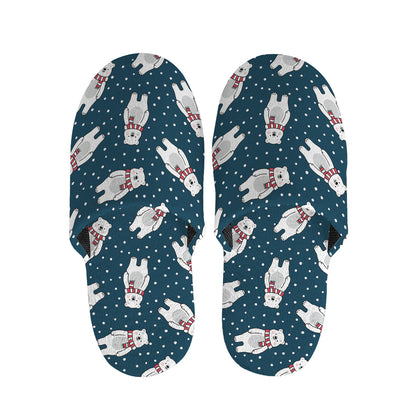 Christmas Polar Bear Pattern Print Slippers