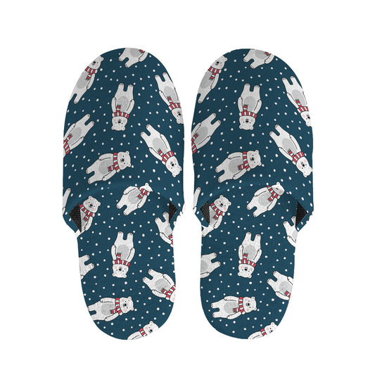 Christmas Polar Bear Pattern Print Slippers
