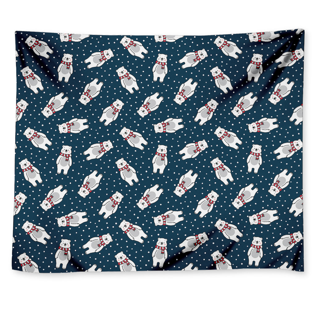 Christmas Polar Bear Pattern Print Tapestry