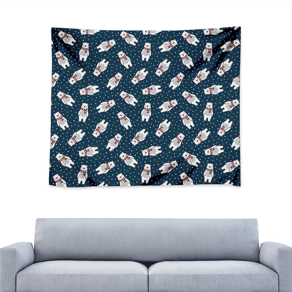 Christmas Polar Bear Pattern Print Tapestry