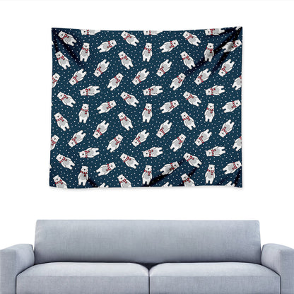 Christmas Polar Bear Pattern Print Tapestry