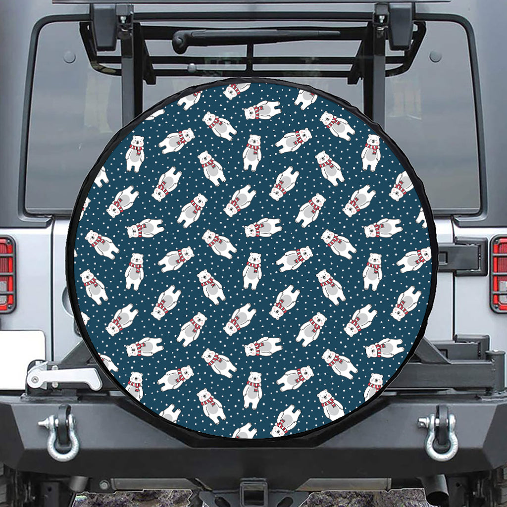 Christmas Polar Bear Pattern Print Tire Cover