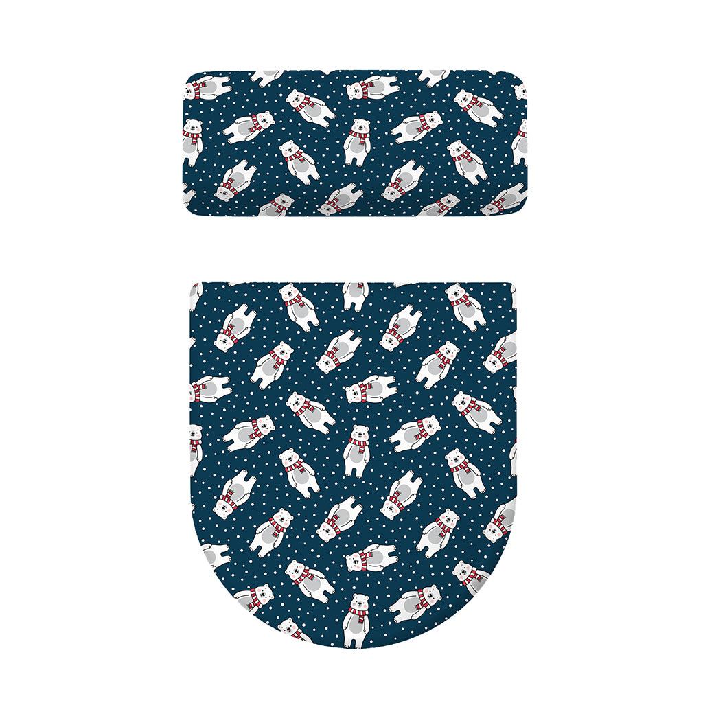 Christmas Polar Bear Pattern Print Toilet Lid And Tank Cover Set