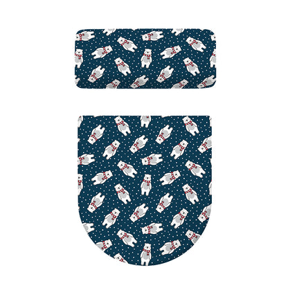 Christmas Polar Bear Pattern Print Toilet Lid And Tank Cover Set