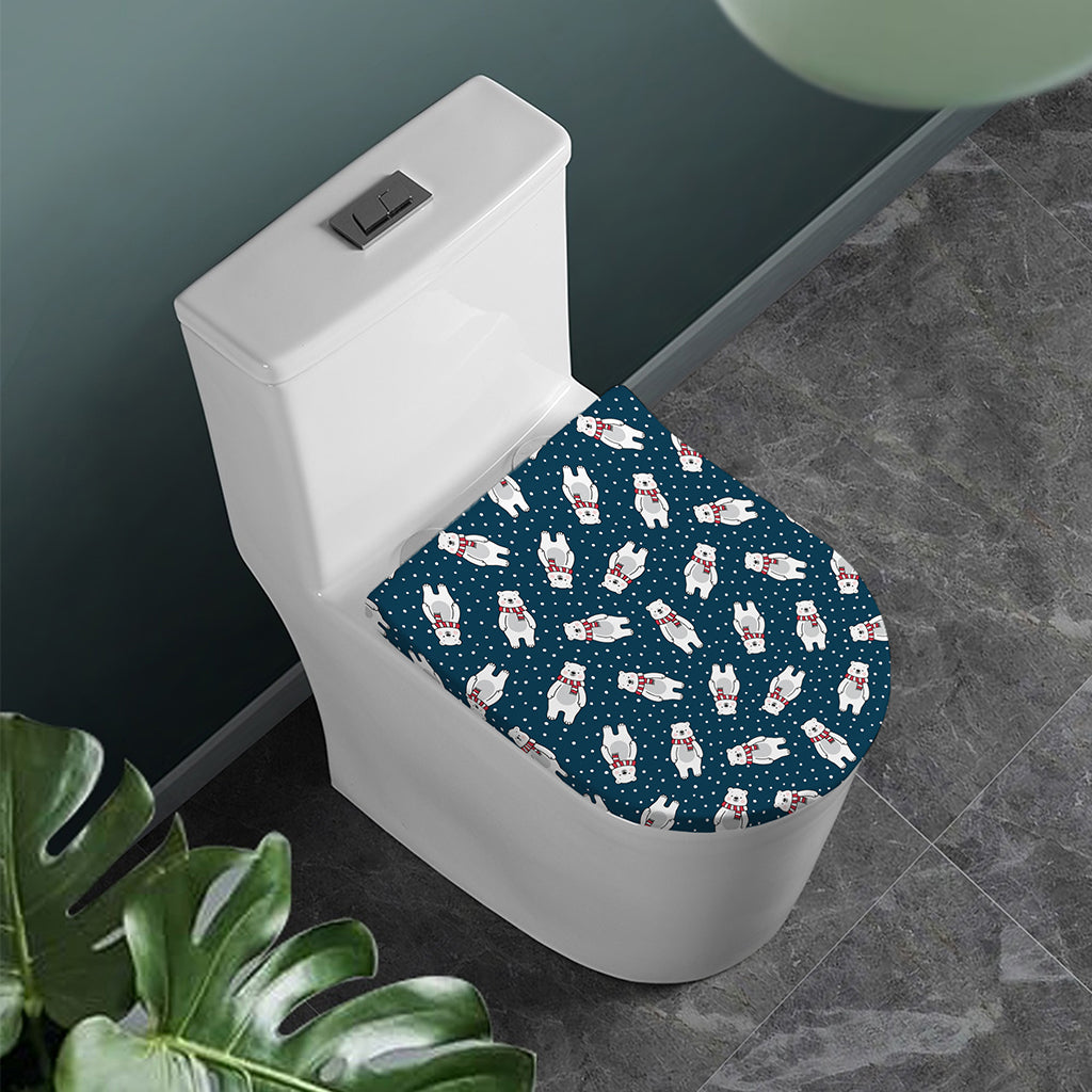 Christmas Polar Bear Pattern Print Toilet Lid Cover