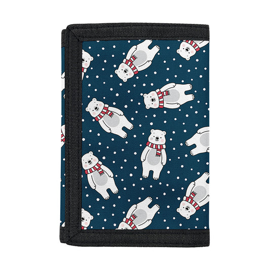 Christmas Polar Bear Pattern Print Trifold Wallet