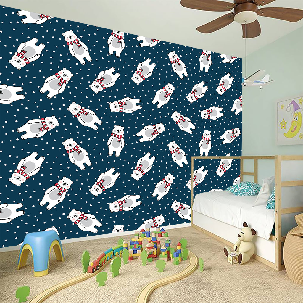 Christmas Polar Bear Pattern Print Wall Sticker