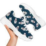 Christmas Polar Bear Pattern Print White Chunky Shoes