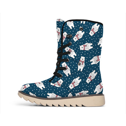 Christmas Polar Bear Pattern Print Winter Boots