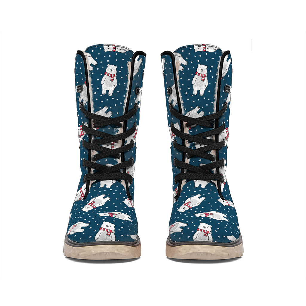 Christmas Polar Bear Pattern Print Winter Boots