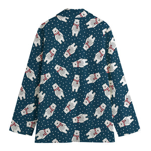 Christmas Polar Bear Pattern Print Women's Blazer