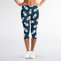 Christmas Polar Bear Pattern Print Women's Capri Leggings