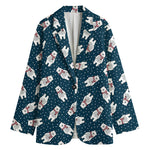 Christmas Polar Bear Pattern Print Women's Cotton Blazer