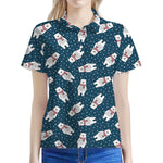 Christmas Polar Bear Pattern Print Women's Polo Shirt