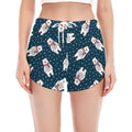 Christmas Polar Bear Pattern Print Women's Split Running Shorts