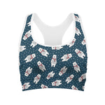 Christmas Polar Bear Pattern Print Women's Sports Bra