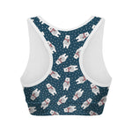 Christmas Polar Bear Pattern Print Women's Sports Bra