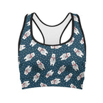 Christmas Polar Bear Pattern Print Women's Sports Bra