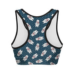 Christmas Polar Bear Pattern Print Women's Sports Bra