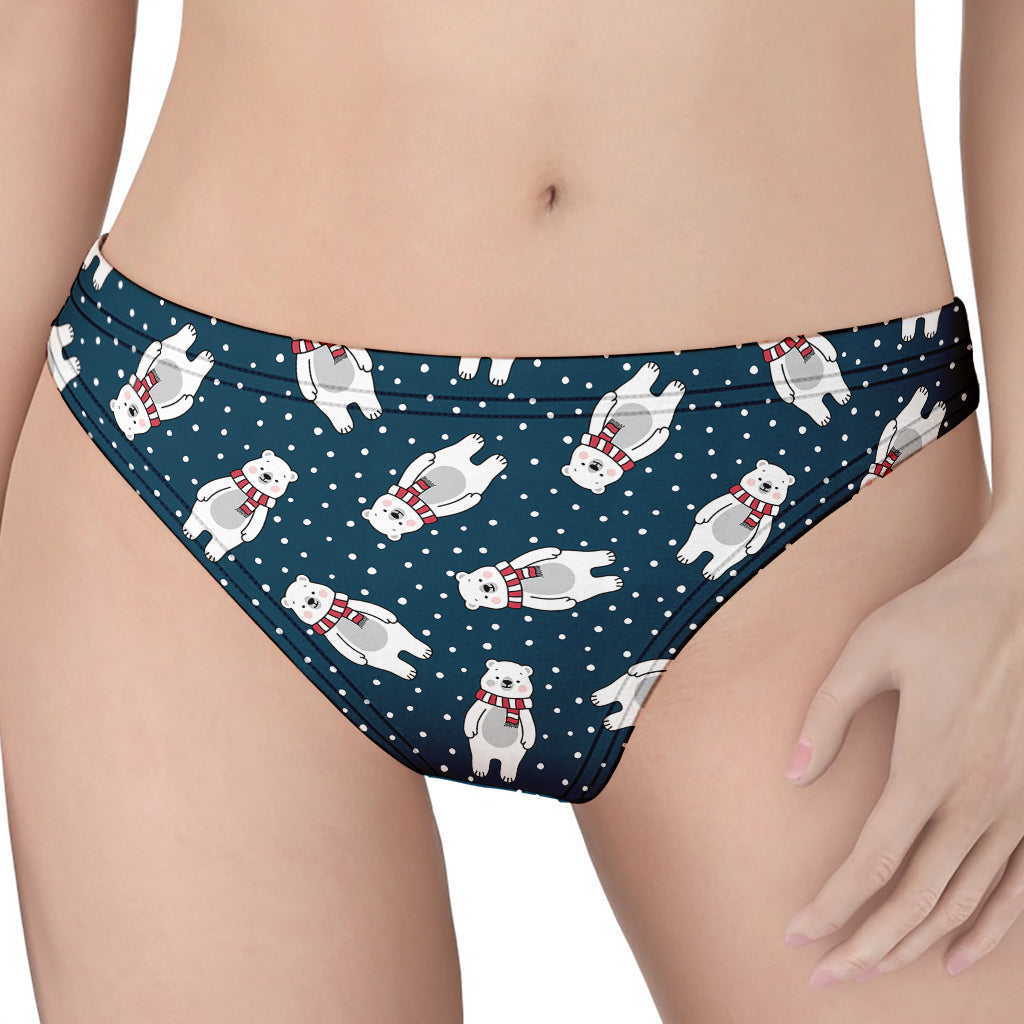 Christmas Polar Bear Pattern Print Women's Thong