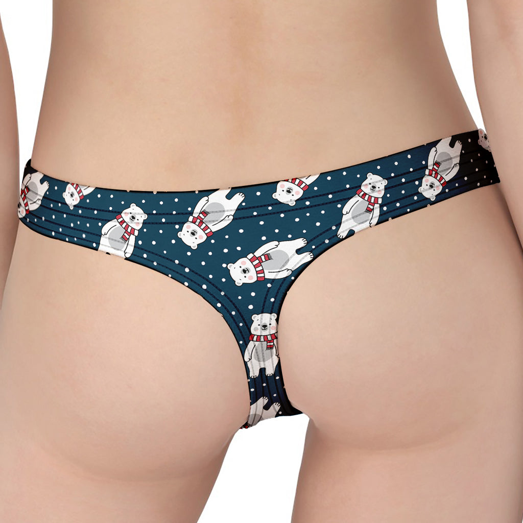 Christmas Polar Bear Pattern Print Women's Thong