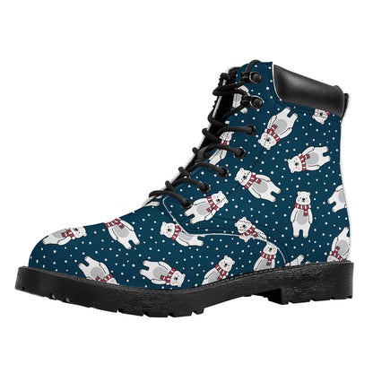 Christmas Polar Bear Pattern Print Work Boots