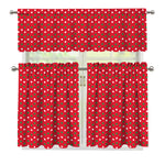 Christmas Polka Dot Pattern Print 3 Piece Kitchen Curtains