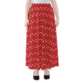 Christmas Polka Dot Pattern Print Chiffon Maxi Skirt