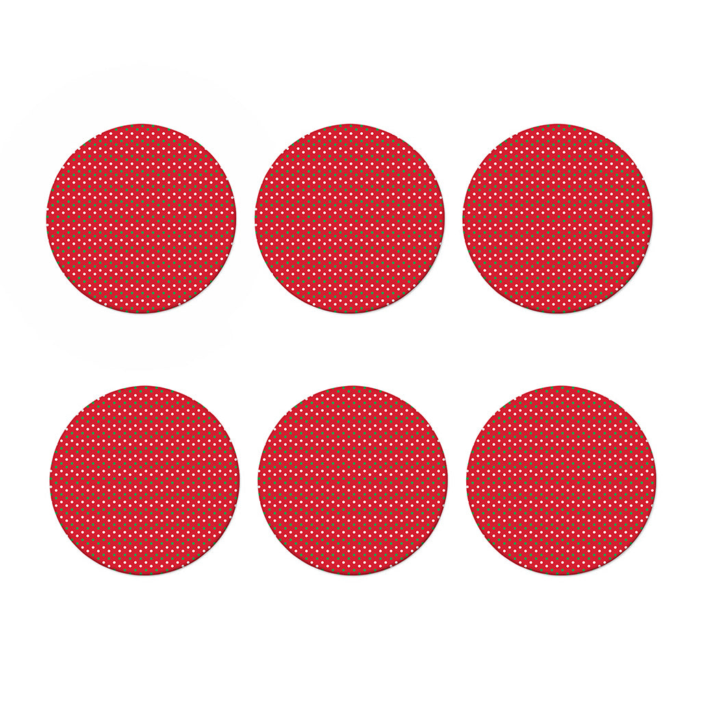 Christmas Polka Dot Pattern Print Coaster Set