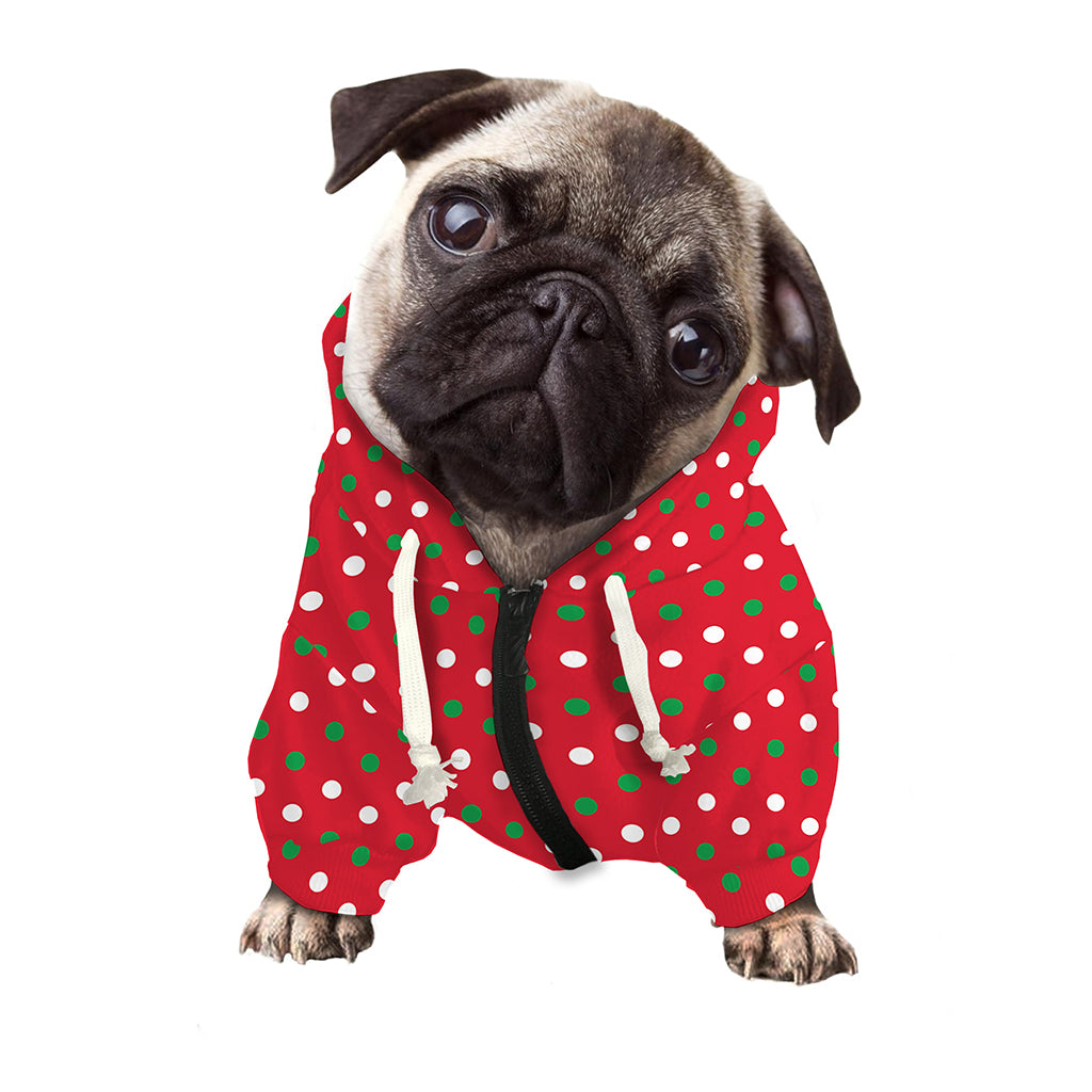 Christmas Polka Dot Pattern Print Dog Zip Up Hoodie