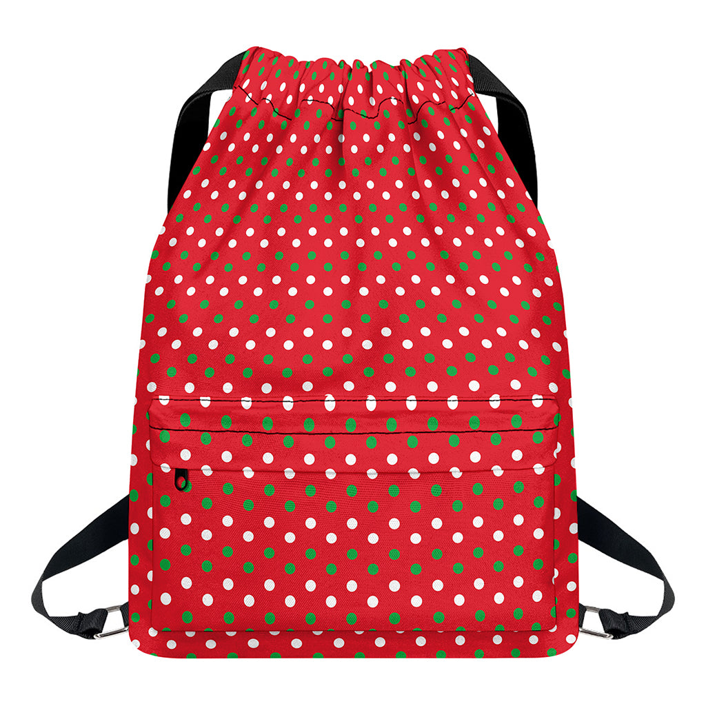Christmas Polka Dot Pattern Print Drawstring Backpack