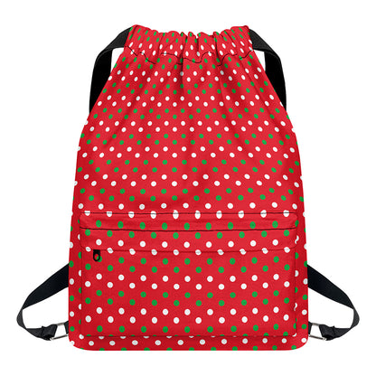 Christmas Polka Dot Pattern Print Drawstring Backpack